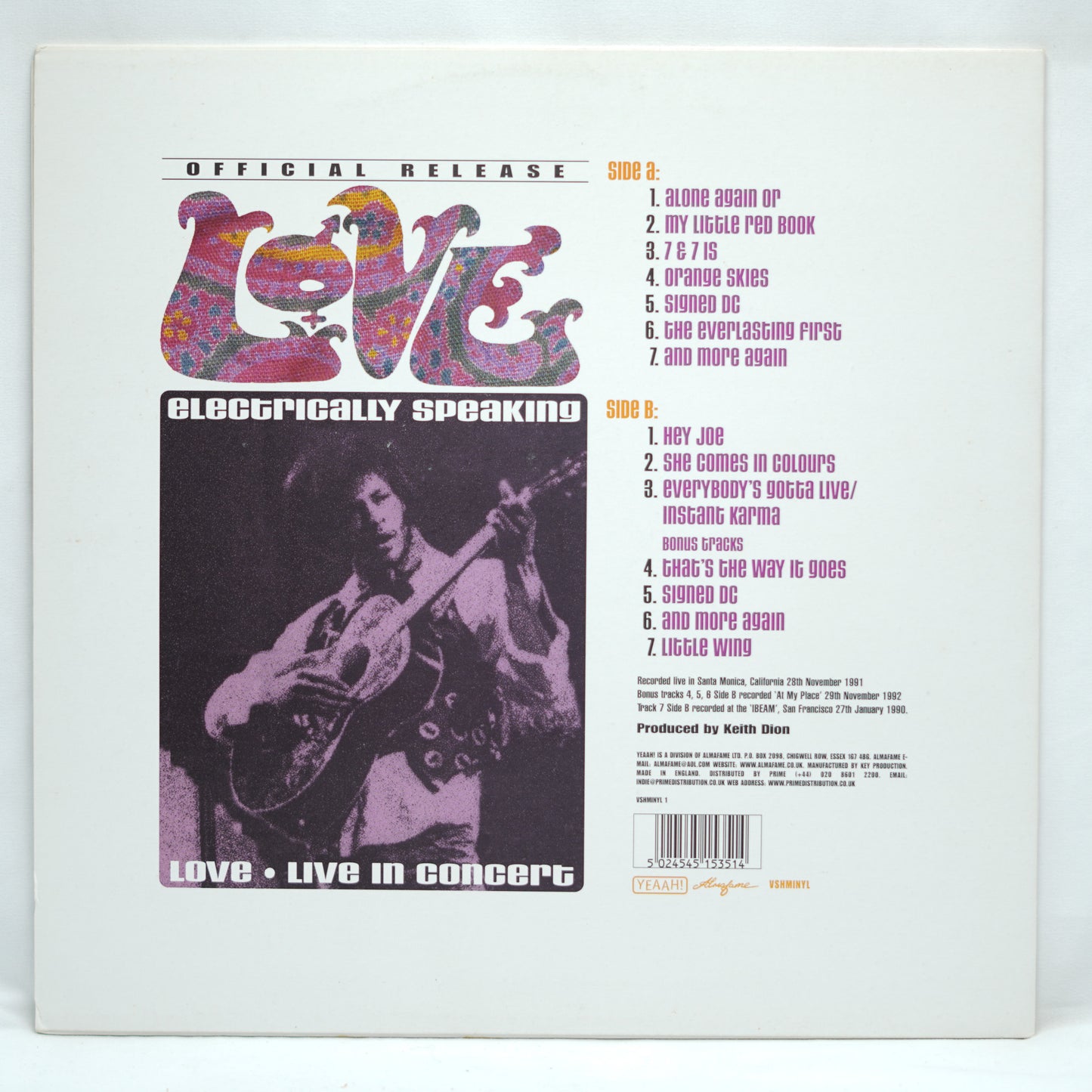 Love ‎– Electrically Speaking - Live In Concert