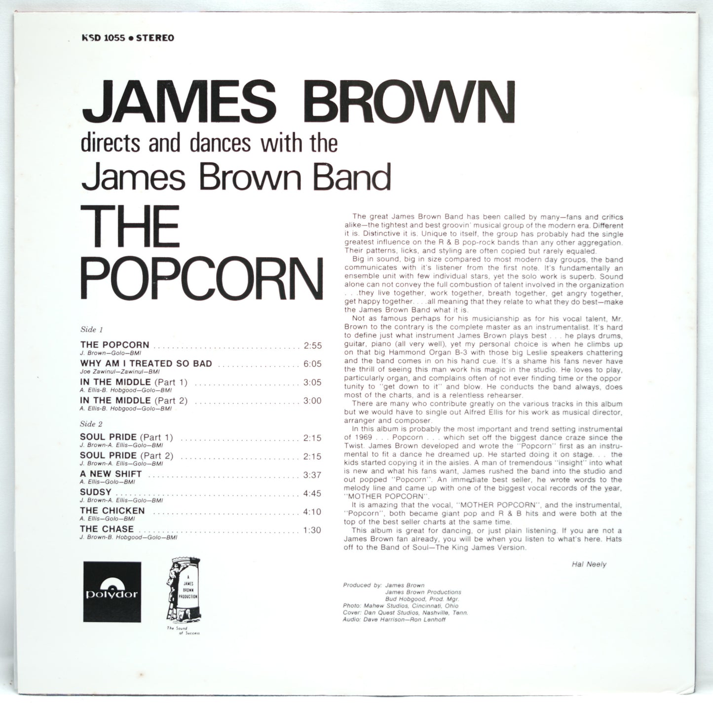 James Brown Directs And Dances With The The James Brown Band ‎– The Popcorn