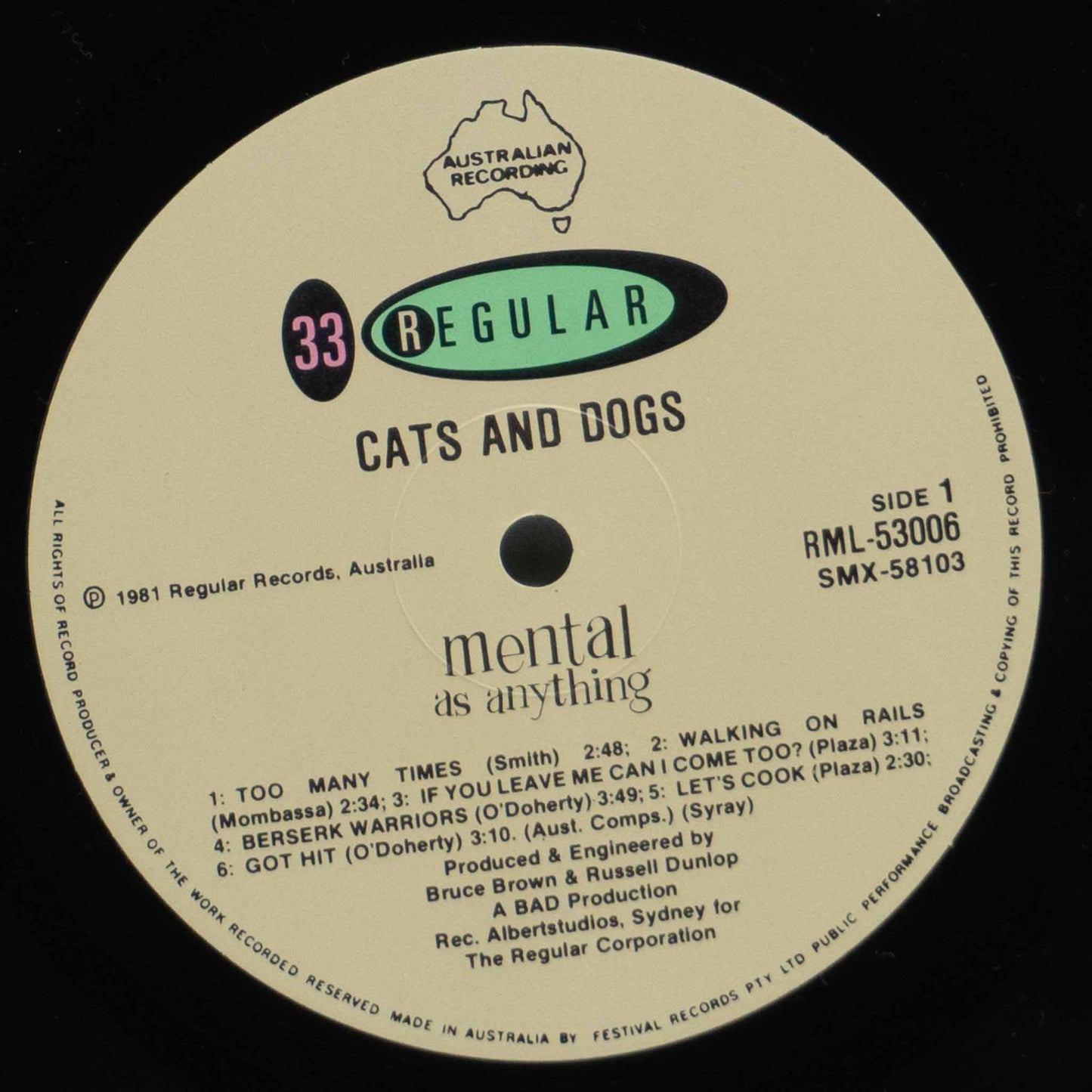 Mental As Anything ‎– Cats & Dogs