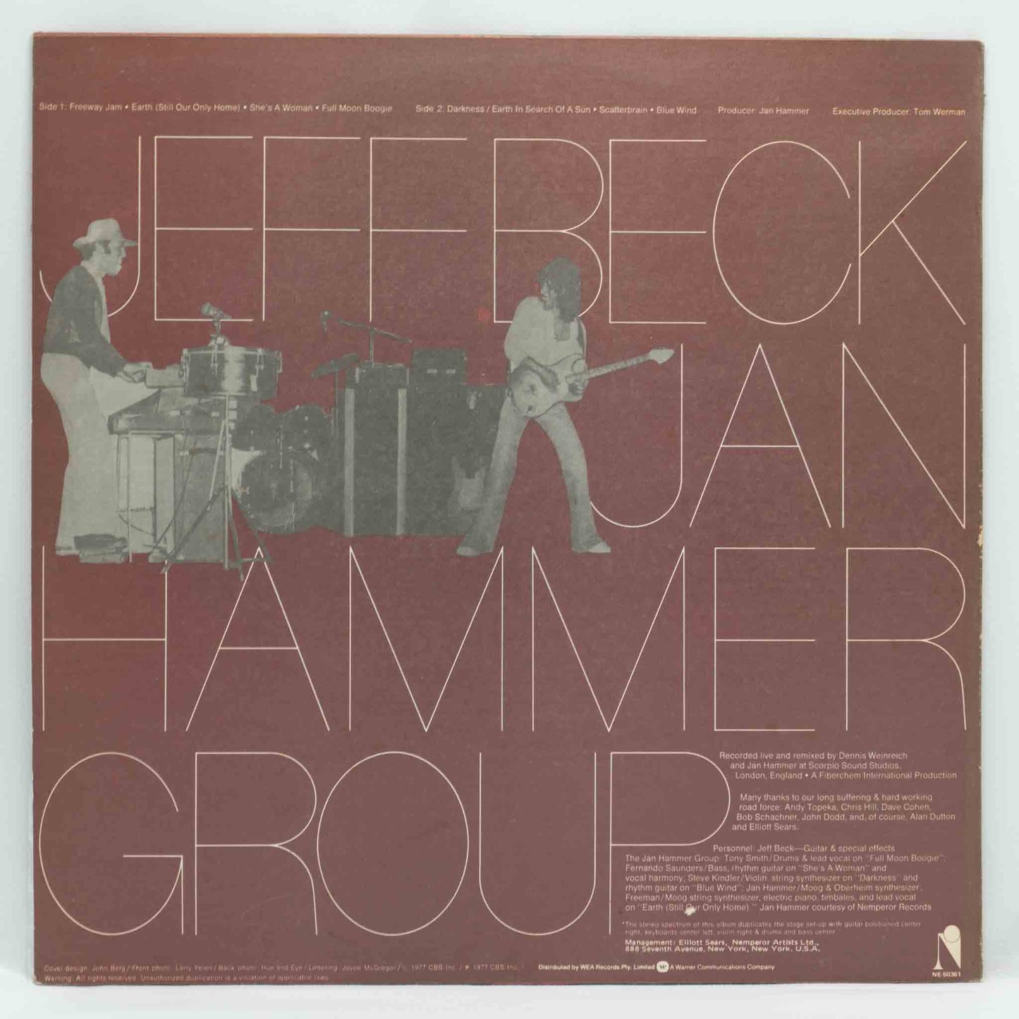 Jeff Beck With The Jan Hammer Group ‎– Live