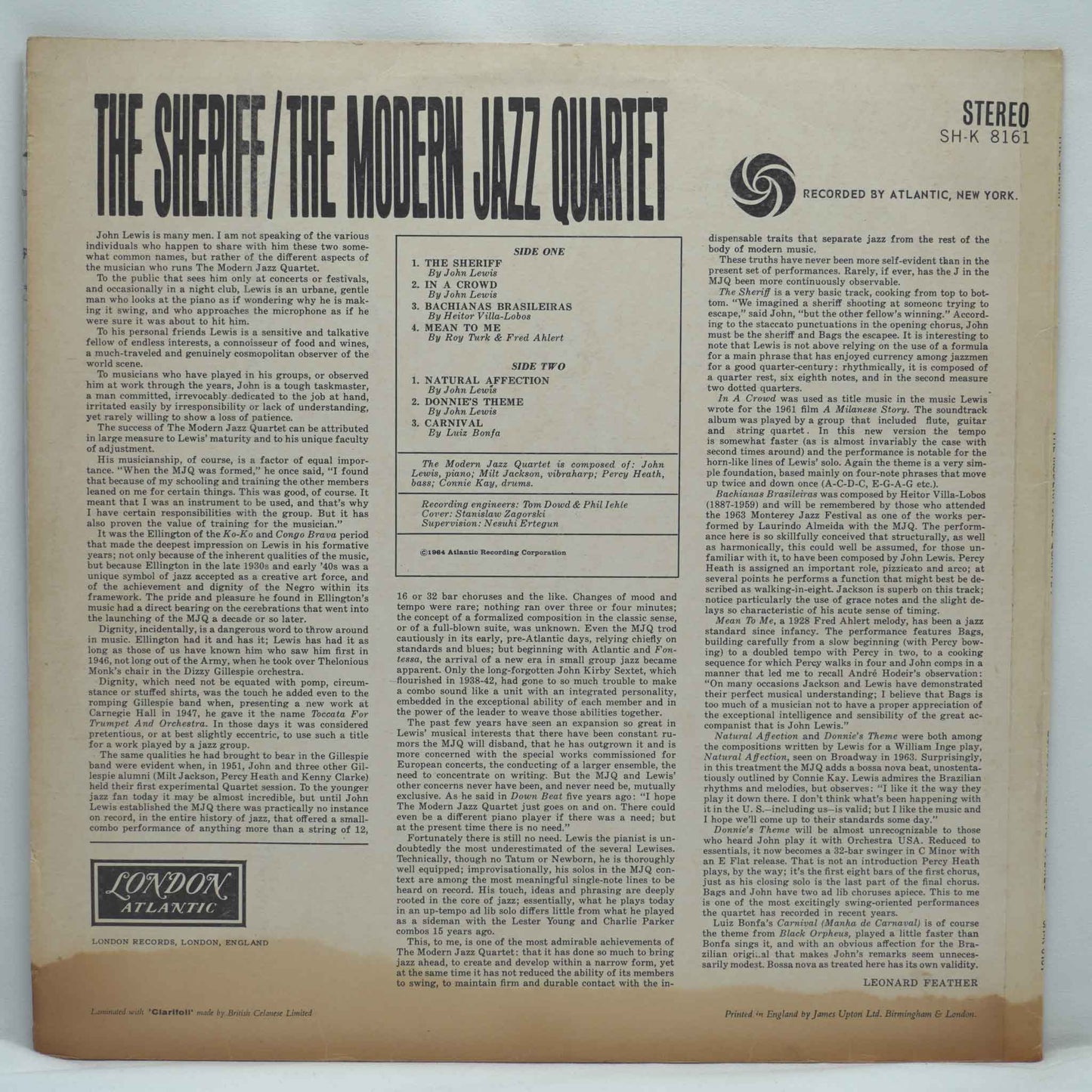 The Modern Jazz Quartet ‎– The Sheriff